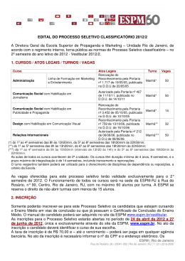 EDITAL DO PROCESSO SELETIVO CLASSIFICAT&Oacute;RIO