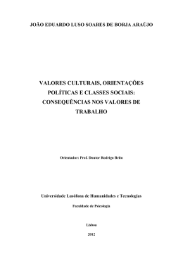 valores culturais, orientações políticas e classes sociais