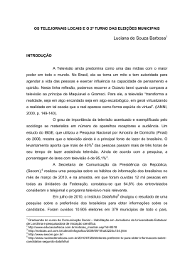 Os telejornais locais e o segundo turno nas eleições municipais