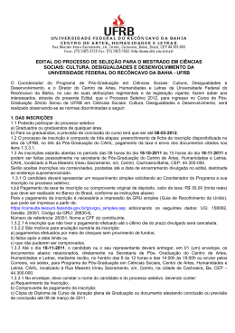 edital do processo de sele&ccedil;&atilde;o para o mestrado em ci&ecirc;ncias sociais