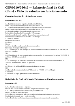 Relatório final da CAE (Univ) - Ciclo de estudos em