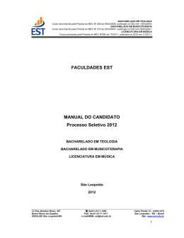 FACULDADES EST MANUAL DO CANDIDATO Processo Seletivo