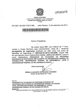 PODER JUDICIÁRIO JUSTIÇA FEDERAL NA PARAÍBA