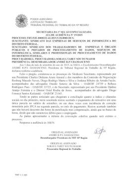 PODER JUDICIÁRIO JUSTIÇA DO TRABALHO