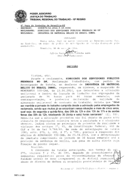 PODER JUDICIÁRIO JUSTIÇA DO TRABALHO - Sindsep-DF