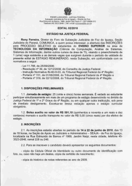 PODER JUDICI&Aacute;RIO -JUSTI&Ccedil;A FEDERAL Subse&ccedil;&atilde;o Judici&aacute;ria de