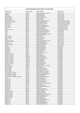 Pr&eacute;-selecionados Lista de Espera -2&ordf; Convoca&ccedil;&atilde;o