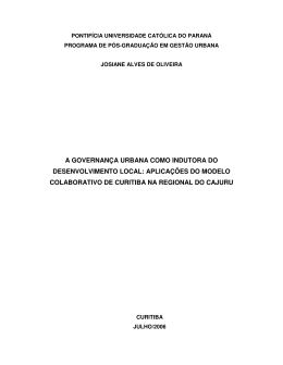 a governan&ccedil;a urbana como indutora do desenvolvimento local