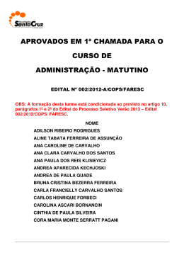 Administração MATUTINO - Faculdades Santa Cruz