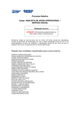 Processo Seletivo Cargo: ANALISTA DE APOIO OPERACIONAL