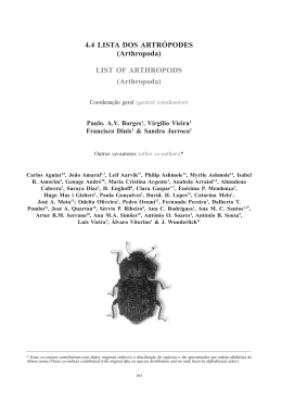 4.4 LISTA DOS ARTRÓPODES (Arthropoda) LIST OF