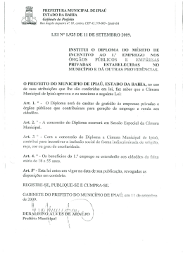 PREFEITURA MUNICIPAL DE IPIAÚ ESTADO DA BAHIA Gabinete