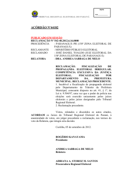 AC&Oacute;RD&Atilde;O N&ordm;44182 - Minist&eacute;rio P&uacute;blico do Paran&aacute;