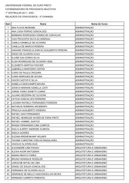UNIVERSIDADE FEDERAL DE OURO PRETO COORDENADORIA