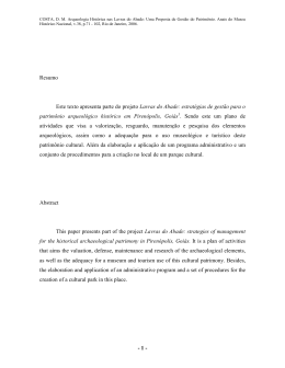 - 1 - Resumo Este texto apresenta parte do projeto Lavras do Abade