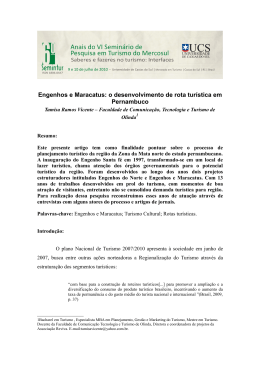 Engenhos e Maracatus: o desenvolvimento de rota tur&iacute;stica