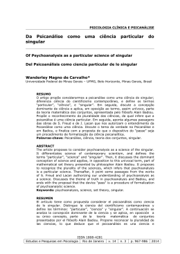 Da Psicanálise como uma ciência particular do singular