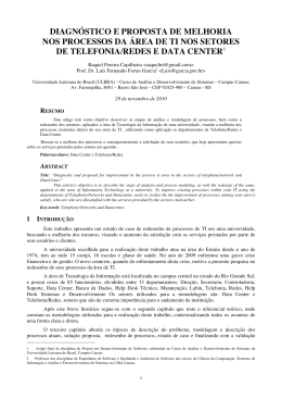 diagn&oacute;stico e proposta de melhoria nos processos da &aacute;rea de ti nos