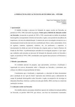 A FORMAÇÃO DA EDUCAÇÃO ESCOLAR EM SOROCABA – 1870