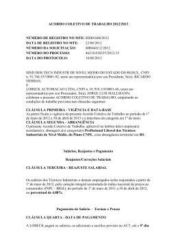 ACORDO COLETIVO DE TRABALHO 2012/2013 - Sintec-RS