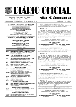 Di&aacute;rio Oficial da C&acirc;mara Municipal de Bel&eacute;m