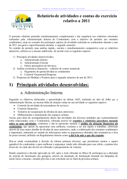 Relatório de actividades e contas de 2011