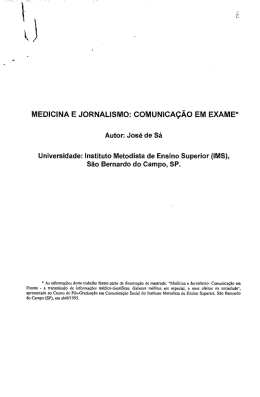 MEDICINA E JORNALISMO: COMUNICAÇÃO EM EXAME*