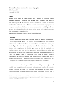 1 Hist&oacute;ria e Jornalismo: reflex&otilde;es sobre campos de pesquisa