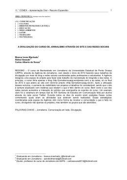 a divulgação do curso de jornalismo através do site e das redes