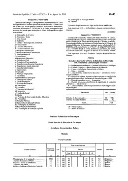 Plano de Estudos - Escola Superior de Educação de Portalegre