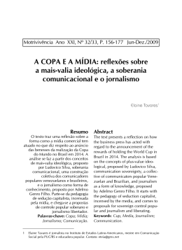 A COPA E A M&Iacute;DIA: reflex&otilde;es sobre a mais