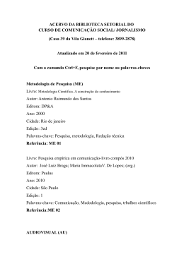 ACERVO DA BIBLIOTECA SETORIAL DO CURSO DE