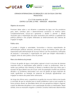 Jornada Internacional de Irriga&ccedil;&atilde;o e Uso da &Aacute;gua com Fins