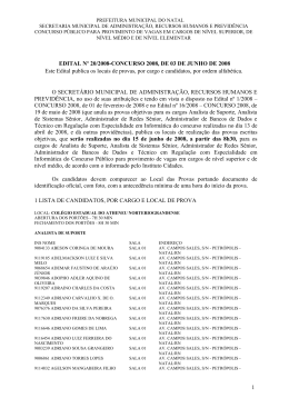 020/2008 - Edital que publica os locais de realização das provas