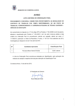 AVISO - Câmara Municipal de Condeixa-a-Nova