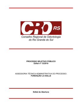 PROCESSO SELETIVO P&Uacute;BLICO Edital n&ordm; 12/2010