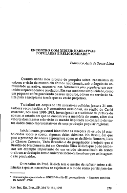 ENCONTRO COM XIDIEH: NARRATIVAS POPULARES E