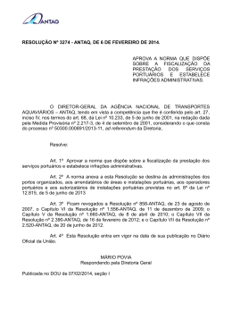RESOLU&Ccedil;&Atilde;O N&ordm; 3274 - ANTAQ, DE 6 DE FEVEREIRO DE 2014