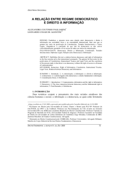 a rela&ccedil;&atilde;o entre regime democr&aacute;tico e direito &agrave; informa&ccedil;&atilde;o