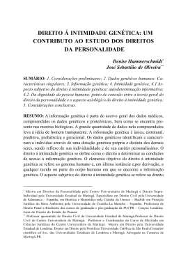 Direito &agrave; Intimidade Gen&eacute;tica: um Contributo ao Estudo