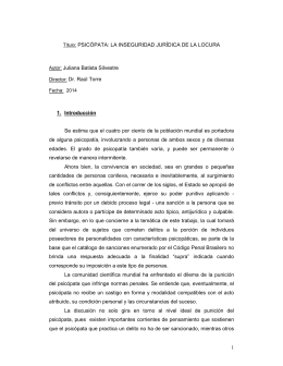 1 T&iacute;tulo: PSIC&Oacute;PATA: LA INSEGURIDAD JUR&Iacute;DICA DE