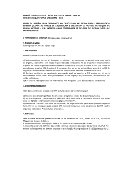 puc-rio curso de arquitetura e urbanismo – cau edital de seleção pa