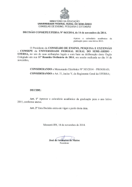 Decis&atilde;o CONSEPE/UFERSA N&ordm; 043/2014, de 14 de novembro de
