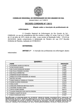 Decis&atilde;o COREN-RS n&ordm; 138/2013