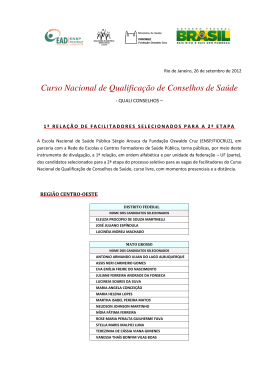 Rela&ccedil;&atilde;o dos Candidatos Selecionados para a 2&ordf; - EAD