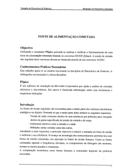 FONTE DE ALIMENTA&Ccedil;&Atilde;O COMUTADA Objectivo