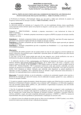 Edital PRPPG 021/2015 Unificado - PIBICT FAPEMIG e - Unifal-MG