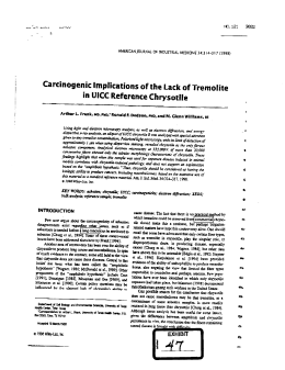 Carcinogenic Implications of the Lack of Tremolite