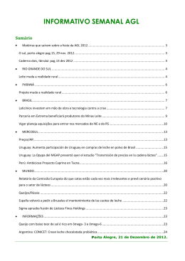 informativo semanal agl - Associa&ccedil;&atilde;o Ga&uacute;cha de Laticinistas e