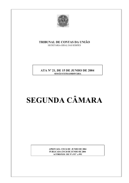 SEGUNDA C&Acirc;MARA - Tribunal de Contas da Uni&atilde;o
